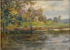 Man Fishing by Alfred Juergens, Oil on board, offered Nov 2011