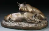 Frederick Roth, Pigs at Rest, Cast plaster with faux bronze patina