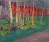 Arkhip Kuindzhi, Birch Grove at Sunset, Oil on canvas laid down on board