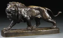 Louis Vidal, A Lion, Bronze with brown patina