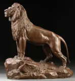 Francois August Hippolyte Peyrol, King of the Pride, Bronze with reddish brown patina