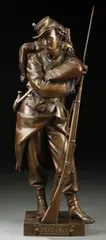 Aimé Millet, A Soldier, circa 1873, Bronze with brown patina and foundry stamp of Jaboeuf & Rouard