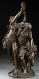 Michel Clodion, Two Bacchantes with Infant Satyr, circa 1850, Bronze with dark brown patina