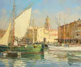 Andre Beronnean, St. Tropez, Oil on canvas (unframed)
