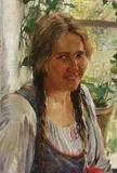 Fedor Vasilivich Sychkov, A Young Village Beauty, circa 1920, Oil on canvas (unframed)