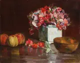 Robert Buchholz, Still Life with Fruit and Flowers, Oil on canvas