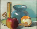 Lars Vidlund, Still Life with Vases and Fruit, circa 1956, Oil on canvas