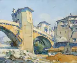 Louis Jacques Vigon, Bridge and River View, circa 1930, Oil on canvas