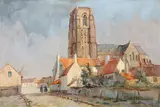Victor Fermeuse, The Village of Lissewege – Flanders, Oil on canvas (unframed)