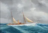 Antonio de Simone the Elder, The Sailing Ship S.Y. Sybarite, circa 1909, Pastel