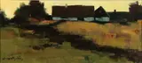 Arne Stig Ragnar Aspelin, Rural Landscape at Dusk, Oil on canvas