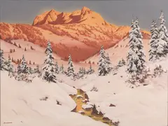 Alpine Glow by Hans Barms, Oil on canvas, offered Nov 2011