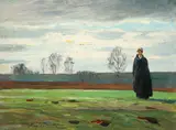 Fritz Köhler, Spring Landscape with Figure, 1912, Oil on board