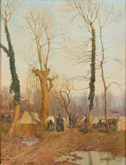 Alexander Demetrius Goltz, Bivouac, Skutari, Albania, 1916, Oil on wood panel