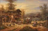 Janez Kenzer, Tranquil Village Scene, Oil on canvas