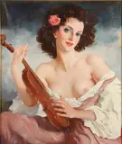 Mária Szánthó, The Beautiful Musician, Oil on canvas