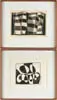 Josef Albers, Pair “Edged Ii 8/12” and “Aussicht, Black and white print on paper abstract designs in square type shape. Pencil titled and signed “Josef Albers”