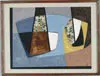 George Lovette Kingsland Morris, Abstract Collage, Watercolor on paper shows different colored shapes with two additional glued pieces of hand stenciled wall paper
