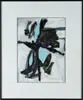 Hale Woodruff, Abstract in Black, White and Blue, Watercolor/gouache abstract shows a black central figure with light blue splashes against a white background