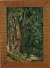 Mina Fonda Ochtman, Figures in Woods with Stream, Oil on canvas scene shows two people next to small stream with large trees