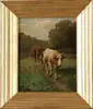 The Stragglers by George Arthur Hays, Small oil on canvas scene shows three cows following path in summer landscape under blue and cloud strewn sky, sold Aug 2004