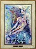 Shirley Goldfarb, Modern Nude, Large oil on canvas abstract portrait of a seated nude figure