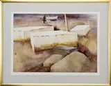 Joyce Williams, Two Works: “Dark Harbor” and “Now That April Is Here, Both watercolors nicely housed in fine wood frames with double mattes. 1)