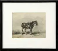 C. Hubbard, The Work Horse, Watercolor portrait of a standing workhorse