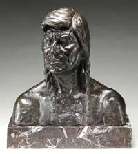 Olympio Brindesi, Indian Brave Bronze, Indian Brave, bronze sculpture with reddish dark brown patina
