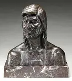 Olympio Brindesi, Indian Brave Bronze, Indian Brave, bronze sculpture with reddish dark brown patina