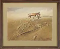 Frank C. Maccarthy, Two Limited Edition Native American Prints, 1) Shows a Native American Brave atop rocks with horse below. Pencil signed and numbered “612/1000”