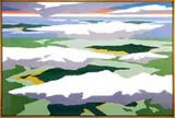 Howard Clifford, Cloud Series Xxxxi, Large oil on canvas aerial view looking through white and gray clouds across coastal land towards islands and water