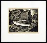 Carroll Thayer Berry, Four Works, Four identically framed woodcuts, three with color background