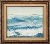 Carl W. Brandien, Surf Study, Oil on board scene shows waves cresting with white tips under light blue and white sky