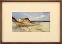 Arthur Diehl, Cape Cod, Oil on canvas mounted to foam board beach scene with grass covered sand dune