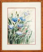 Marge Chavooshian, Pair of Wildflower Scenes, Watercolor scenes show colorful wildflowers and grasses