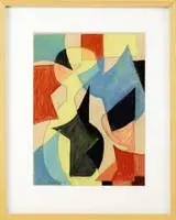 Colored Abstract by Rolph Scarlett, Pastel modern abstract in colors of red, yellow, blue and black, sold Aug 2009