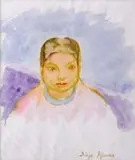 Diego Rivera, Shoulder Portrait of a Woman, Watercolor study of a shoulder length portrait of a young woman