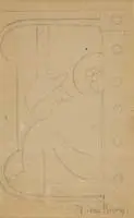Mural Study by Diego Rivera, Pencil sketch of a man. He appears to be turning a switch on the wall, sold Aug 2009