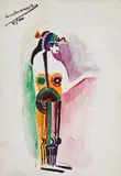 Sonia Delauney-Terk, Theater Costume Design, Watercolor on paper theater design for an Egyptian princess in bright colors
