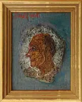 Head Miniature by David Burliuk, Oil on wood panel head portrait of a man, sold Aug 2009