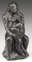 William Zorach, Mother and Child, Small bronze shows a seated woman with child being held between her legs