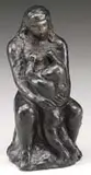 William Zorach, Mother and Child, Small bronze shows a seated woman with child being held between her legs