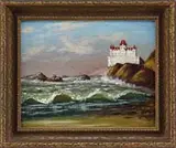 Unsigned, The Cliff House, San Francisco, Oil on wood panel shows the multi-floor white Cliff