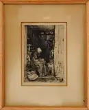 La Vielle Aux Loques by James Abbott McNeill Whistler, Original etching shows a woman seated in a pantry like room, sold Feb 2009