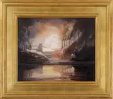 Aaron Harry Gorson, Pittsburgh Steel Mill, Oil on canvas backed by masonite scene shows an industrial complex billowing smoke on the side of a river