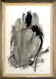Signed, Studio Study, Gouache black and gray figural study signed lower right with what appears to be Durtik and dated “65”