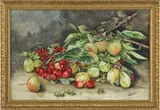 Signed, Still Life of Apples and Cherries