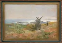 Elbridge P. Talbot, View at Cranberry Point Corea, Pastel scene shows the Maine coastline looking out over a tranquil ocean