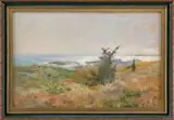 Elbridge P. Talbot, View at Cranberry Point Corea, Pastel scene shows the Maine coastline looking out over a tranquil ocean